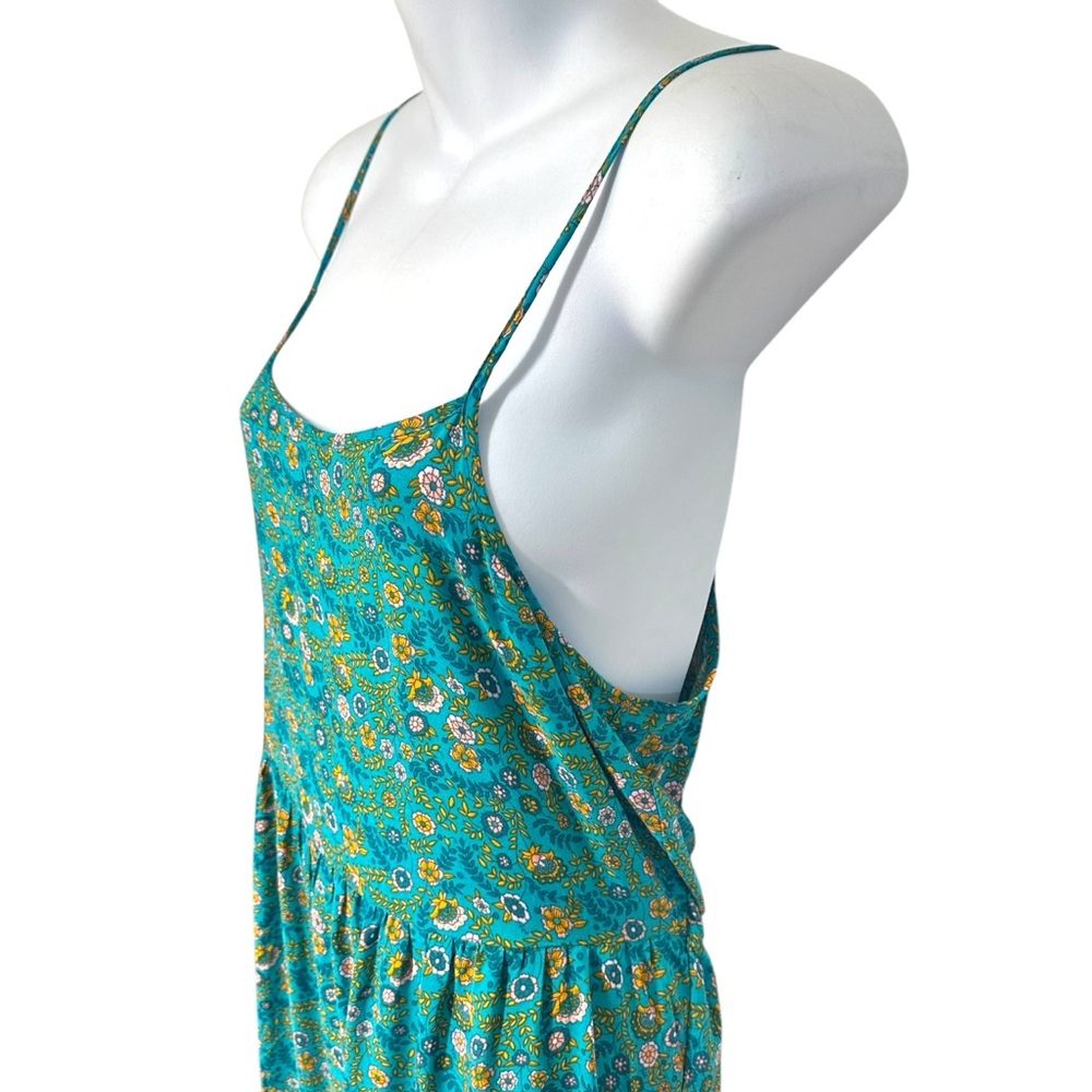 NATURAL LIFE Teal Floral Boho Wide-Leg Jumpsuit with Pink Accent - Picture 6 of 12